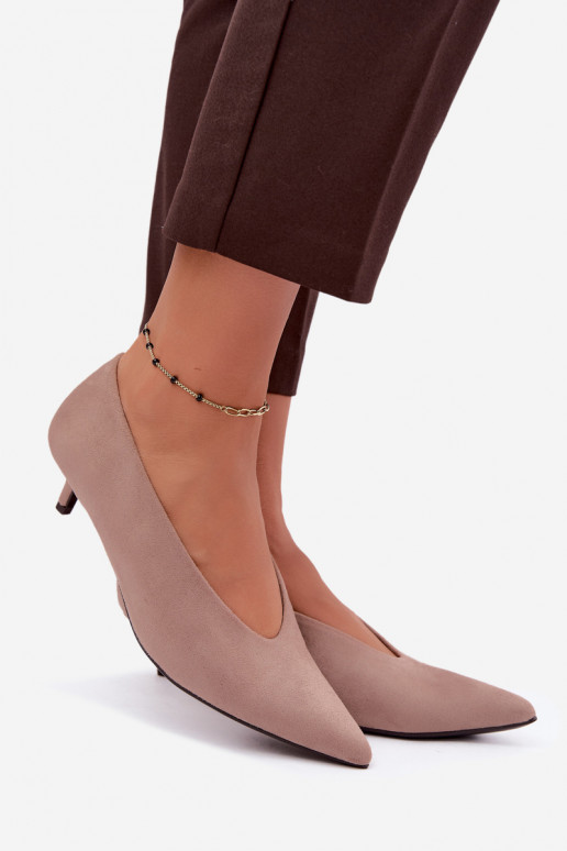 Beżowe zamszowe buty z Kitten Heel Nuretta