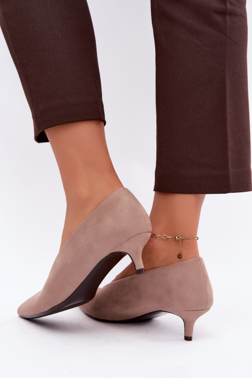 Beżowe zamszowe buty z Kitten Heel Nuretta