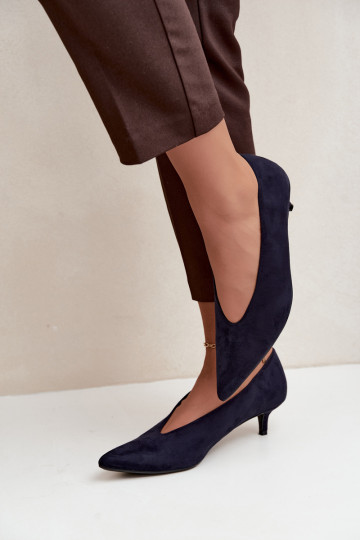 Dark blue suede shoes with Kitten Heel Nuretta