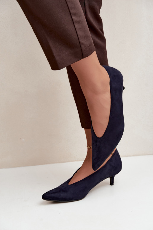 Ciemnoniebieskie zamszowe buty z Kitten Heel Nuretta