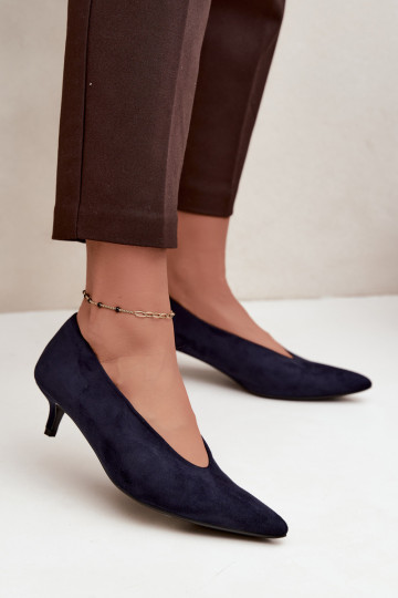 Tamsiai mėlynos spalvos zomšiniai bateliai su Kitten Heel Nuretta 2