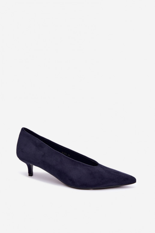 Ciemnoniebieskie zamszowe buty z Kitten Heel Nuretta