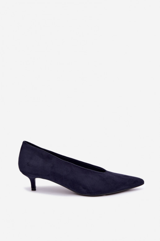 Dark blue suede shoes with Kitten Heel Nuretta