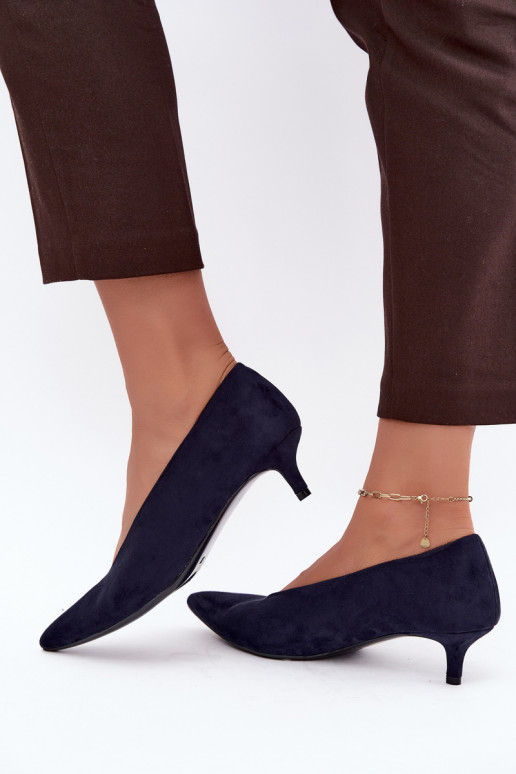 Dark blue suede shoes with Kitten Heel Nuretta