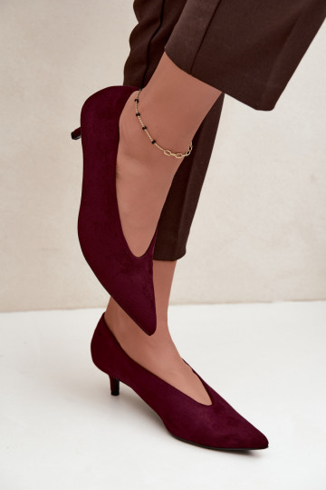 Burgundy suede shoes with Kitten Heel Nuretta