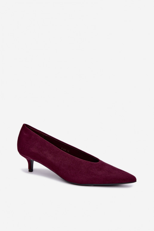 Bordowe zamszowe buty z Kitten Heel Nuretta