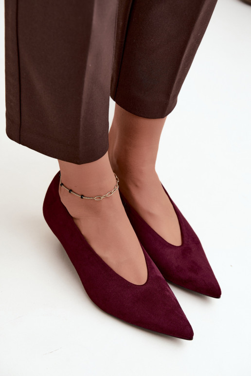 Burgundy suede shoes with Kitten Heel Nuretta