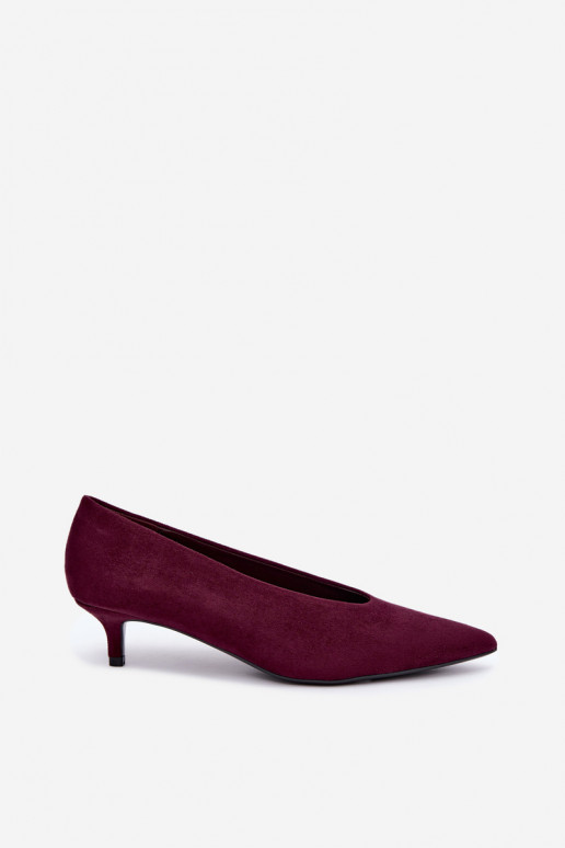 Bordowe zamszowe buty z Kitten Heel Nuretta
