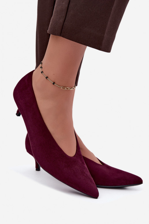 Burgundy suede shoes with Kitten Heel Nuretta