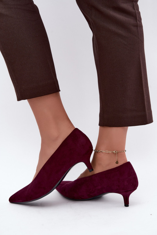Bordowe zamszowe buty z Kitten Heel Nuretta