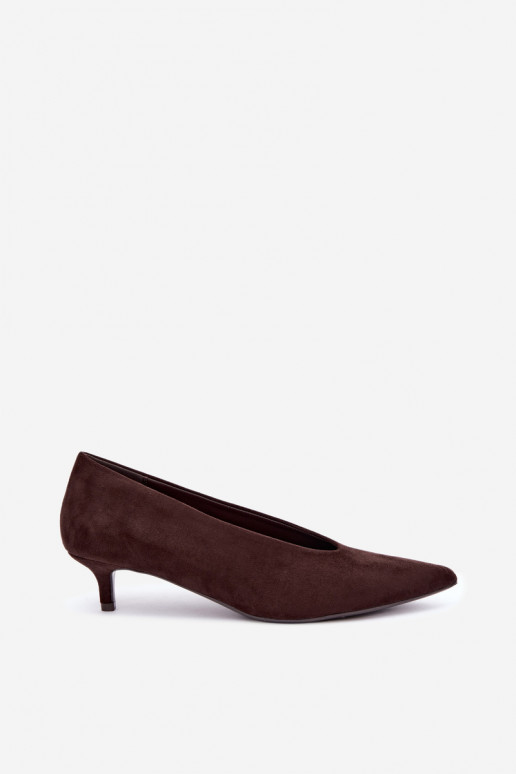 Czekoladowe zamszowe buty z Kitten Heel Nuretta