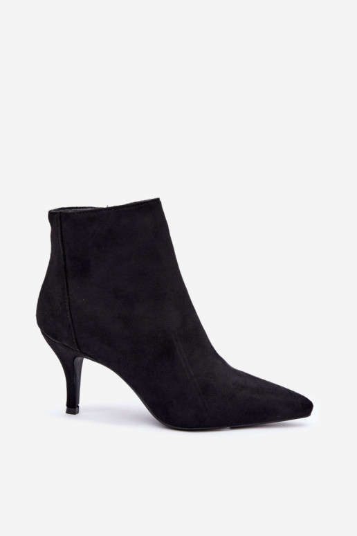 Black faux suede ankle boots with pointed heels Niretta