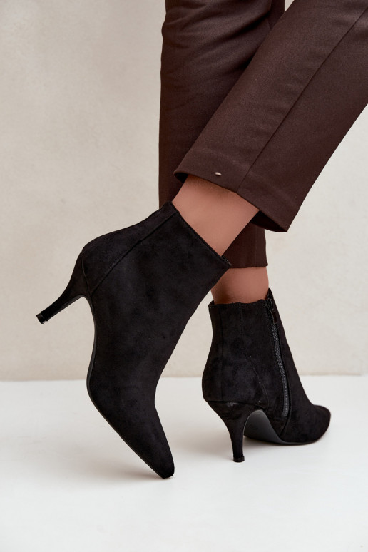 Black faux suede ankle boots with pointed heels Niretta
