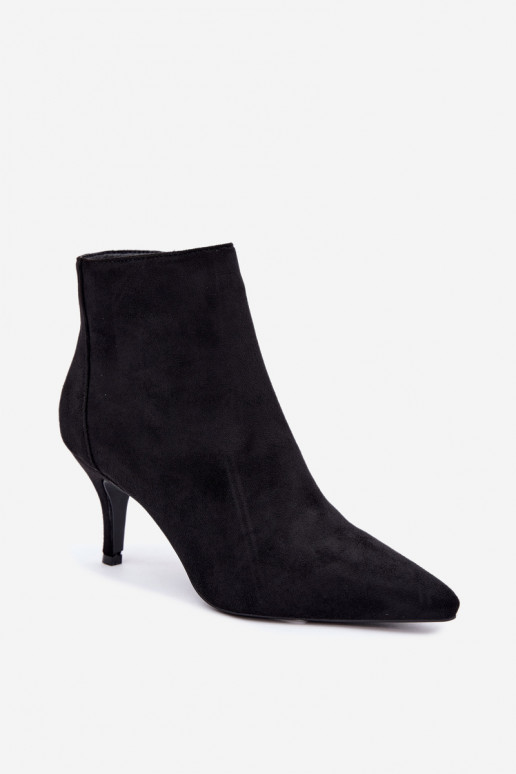 Black faux suede ankle boots with pointed heels Niretta