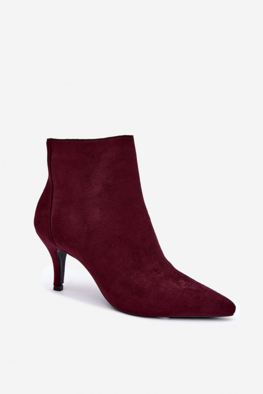 Burgundy faux suede ankle boots with pointed heels Niretta