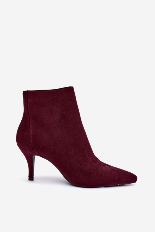 Burgundy faux suede ankle boots with pointed heels Niretta