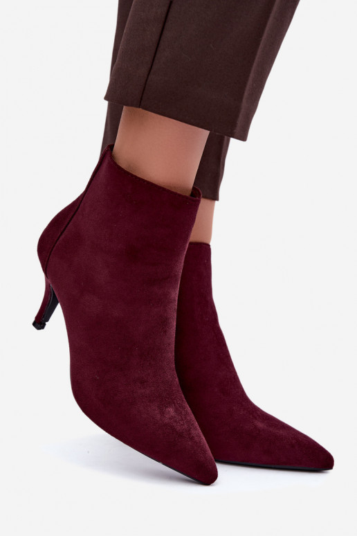 Burgundy faux suede ankle boots with pointed heels Niretta