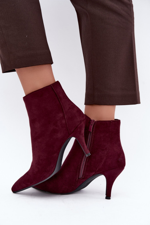Burgundy faux suede ankle boots with pointed heels Niretta