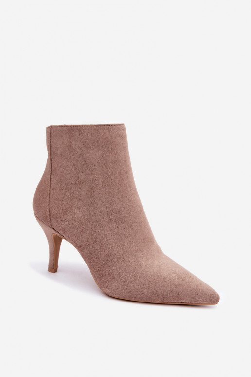 Khaki faux suede ankle boots with pointed heels Niretta