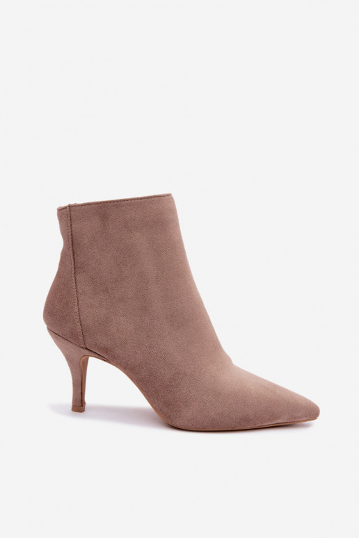 Khaki faux suede ankle boots with pointed heels Niretta