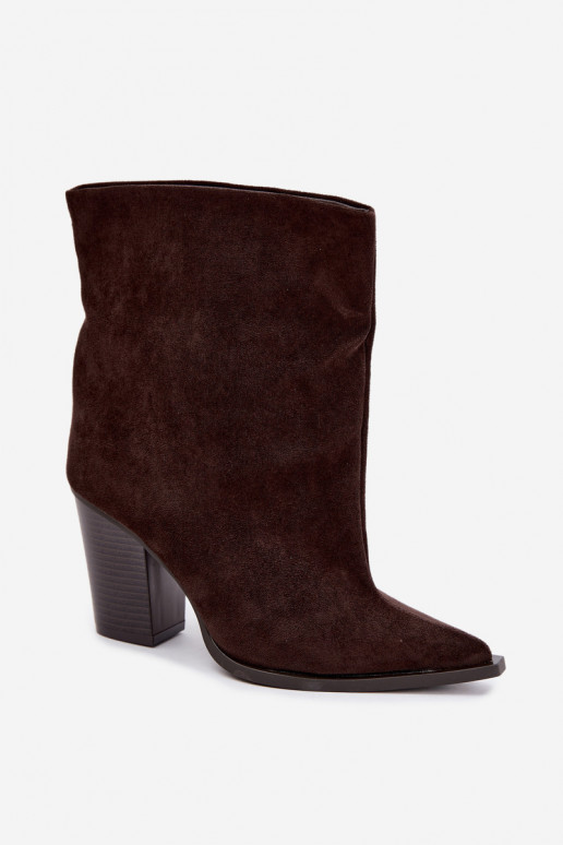 Women's ankle boots with pointed toe in chocolate color Hileta