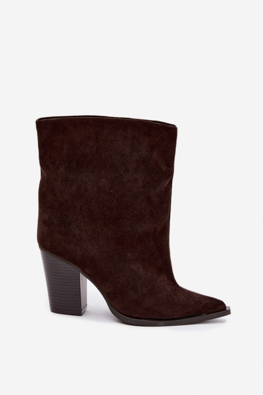 Women's ankle boots with pointed toe in chocolate color Hileta
