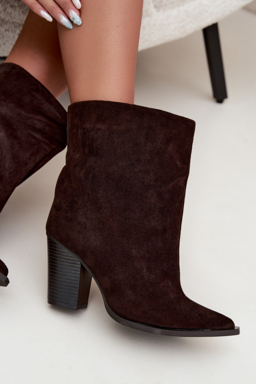 Women's ankle boots with pointed toe in chocolate color Hileta