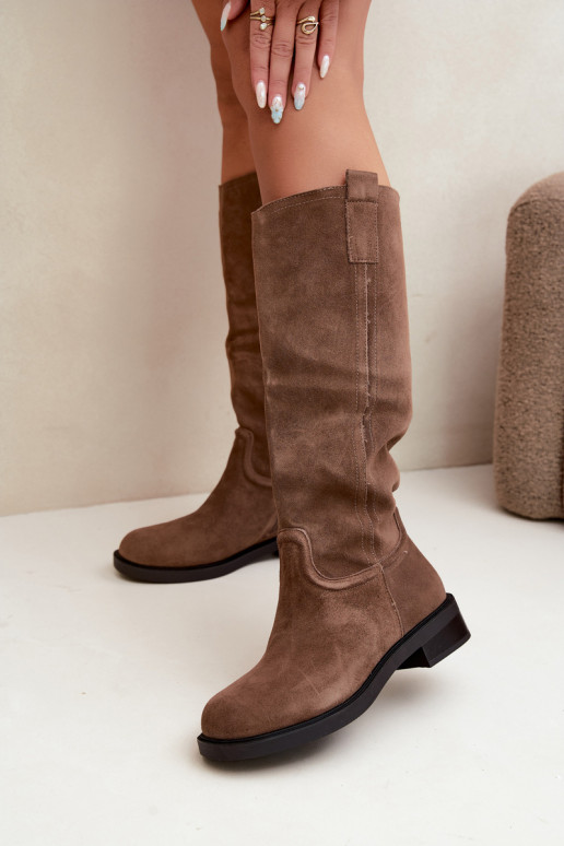 Brown insulated suede knee-high boots Ashmere