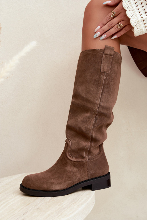 Brown insulated suede knee-high boots Ashmere