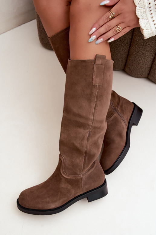 Brown insulated suede knee-high boots Ashmere