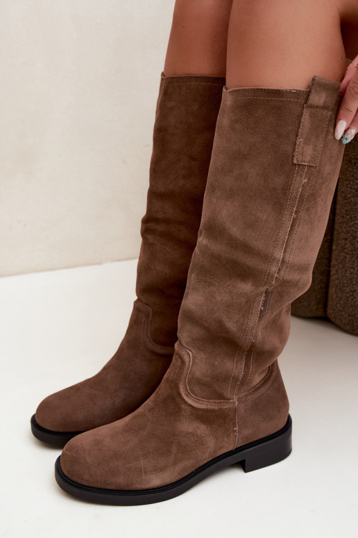 Brown insulated suede knee-high boots Ashmere