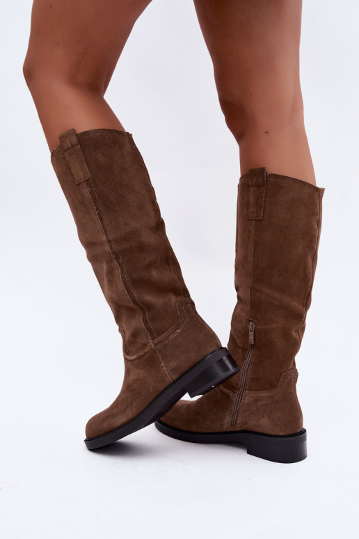 Brown insulated suede knee-high boots Ashmere