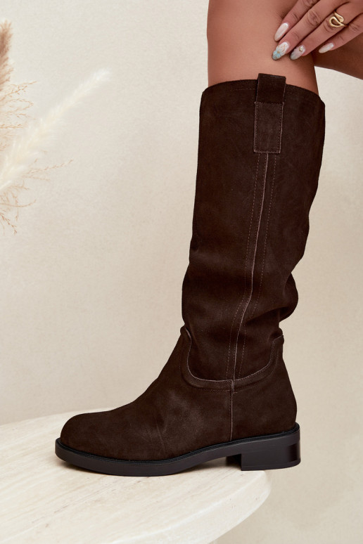 Chocolate insulated suede knee-high boots Ashmere