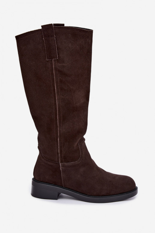 Chocolate insulated suede knee-high boots Ashmere