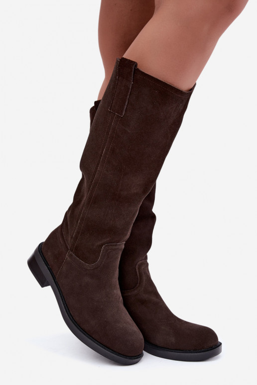 Chocolate insulated suede knee-high boots Ashmere