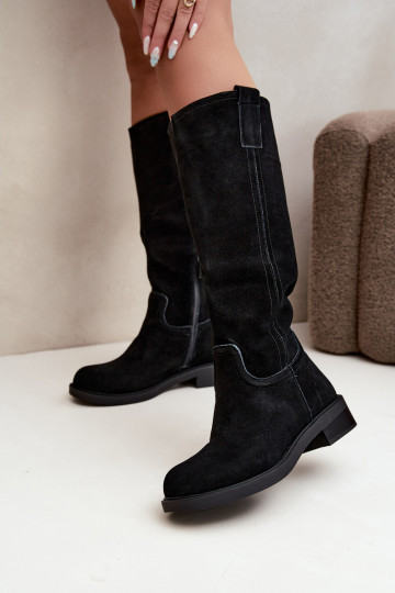 Black insulated suede knee-high boots Ashmere
