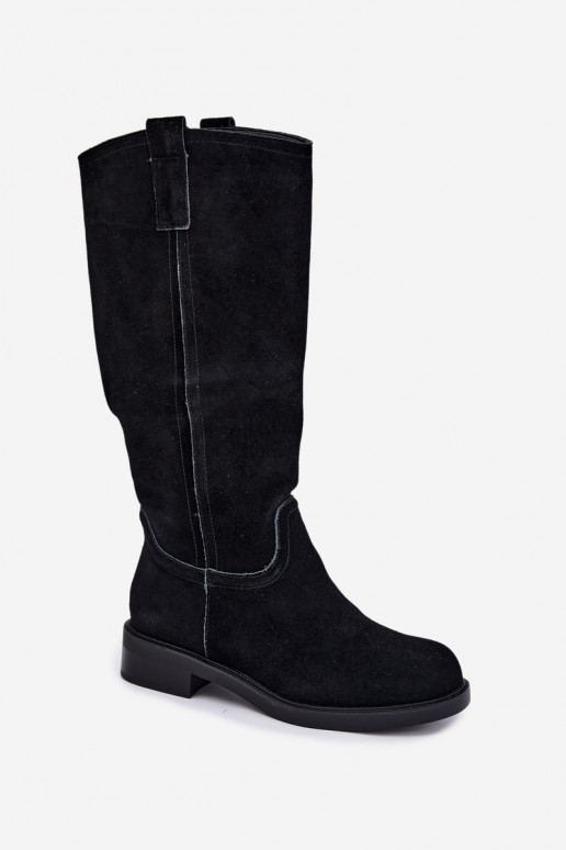 Black insulated suede knee-high boots Ashmere