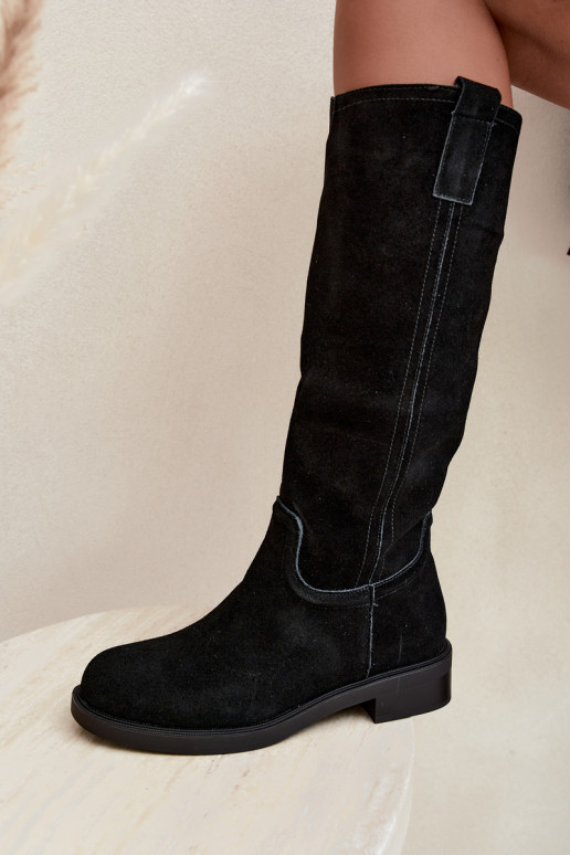 Black insulated suede knee-high boots Ashmere