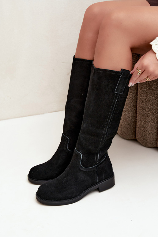 Black insulated suede knee-high boots Ashmere
