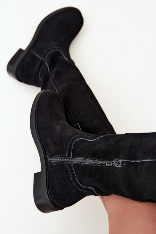 Black insulated suede knee-high boots Ashmere