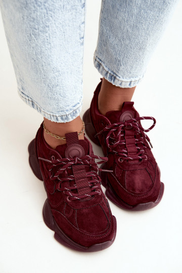 Sneakersy Damskie Bordowe Shaley 2