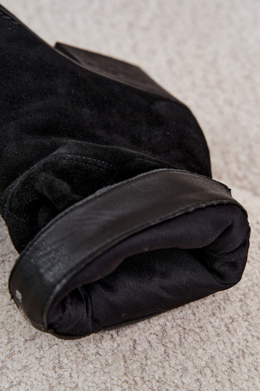 Ankle Boots Made of Natural Suede with Wrinkles and Heels in Black Color Merrin