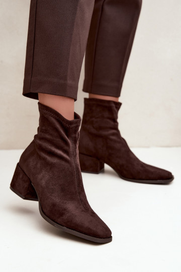 Women's Block Heel Ankle Boots Chocolate Rosley