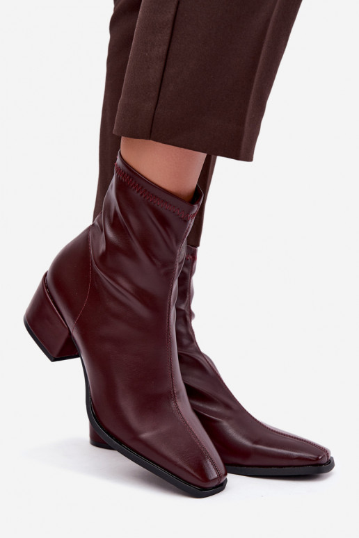 Moteriški aulinukai su kulniukais tipo Klocek iš dirbtinės odos bordo spalvos Rosley