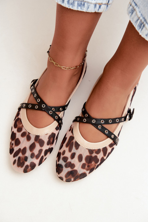 Mesh Ballerinas with Straps and Leopard Print Orley