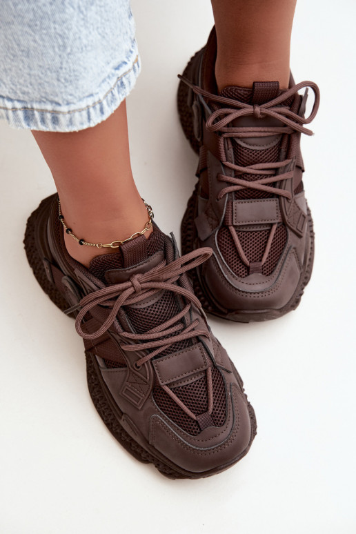 sneakers with stripes in chocolate color Ellery