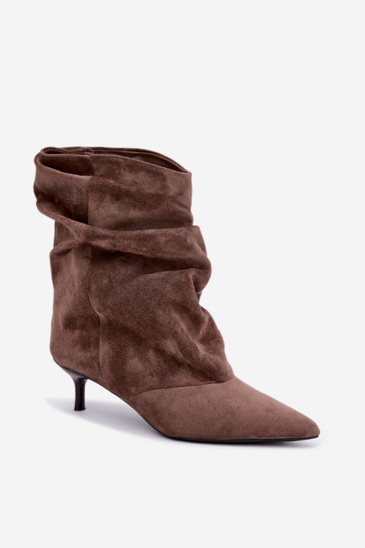 slouchy slip-on ankle boots with heels in khaki color Farren
