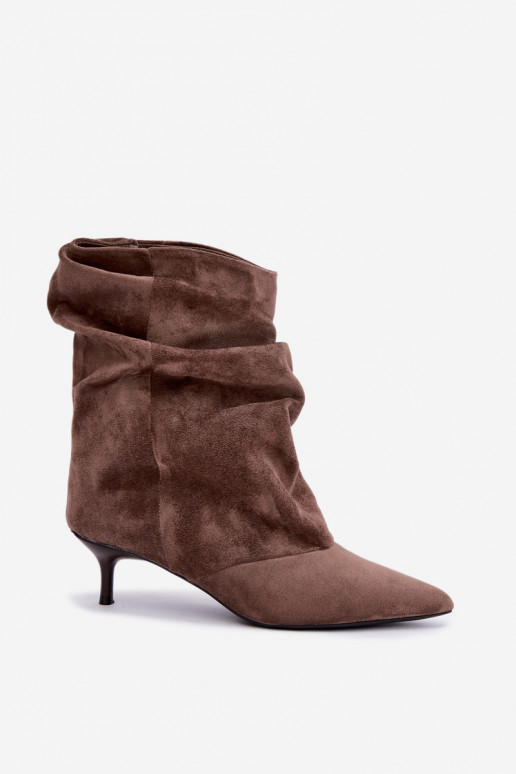 slouchy slip-on ankle boots with heels in khaki color Farren