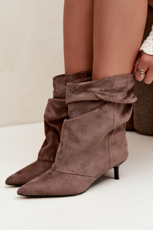 slouchy slip-on ankle boots with heels in khaki color Farren