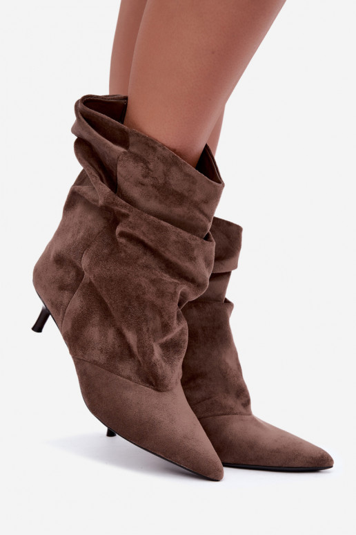 slouchy slip-on ankle boots with heels in khaki color Farren